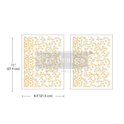 * New* Redesign with Prima Kacha Gold Foil Flat packed Middy Transfer Vineyard Elegance ( 2 sheets)