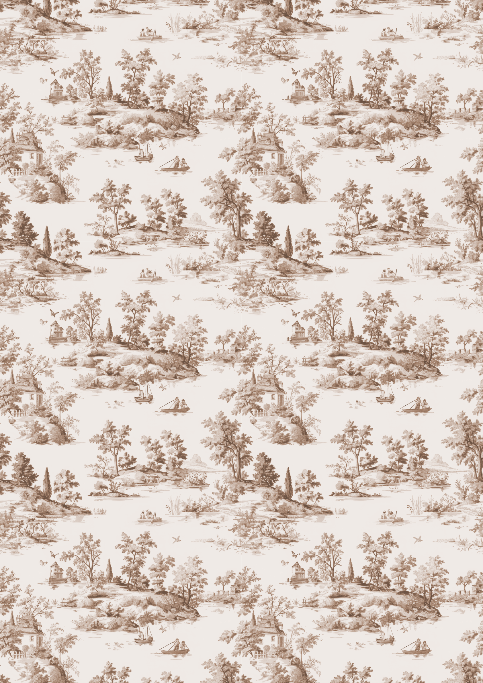 *New* Belle's and Whistles A2 Decoupage Rice Paper 'Countryside Toile' WITH FREE CHIP BRUSH