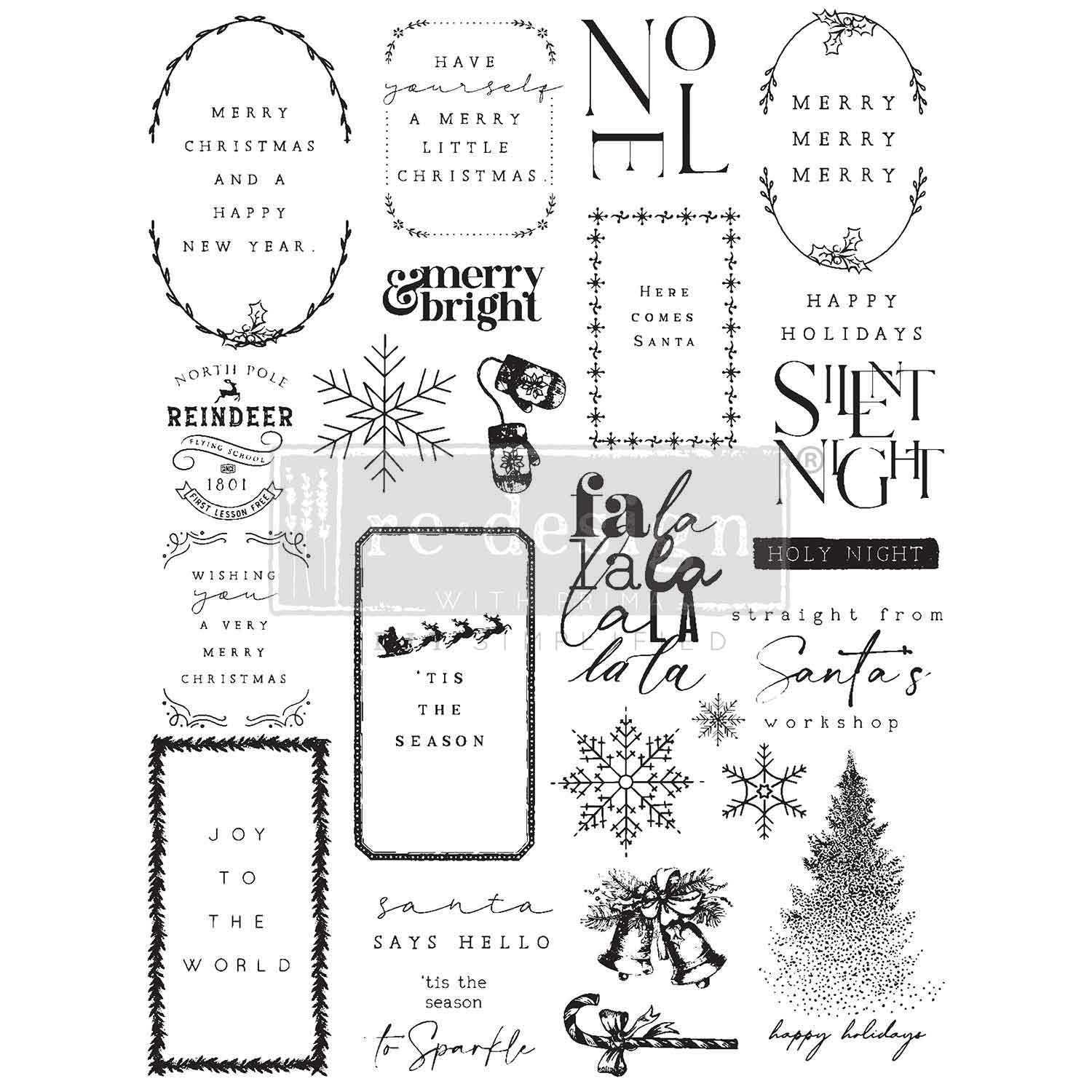 Redesign with Prima HERE COMES SANTA - DECOR STAMP