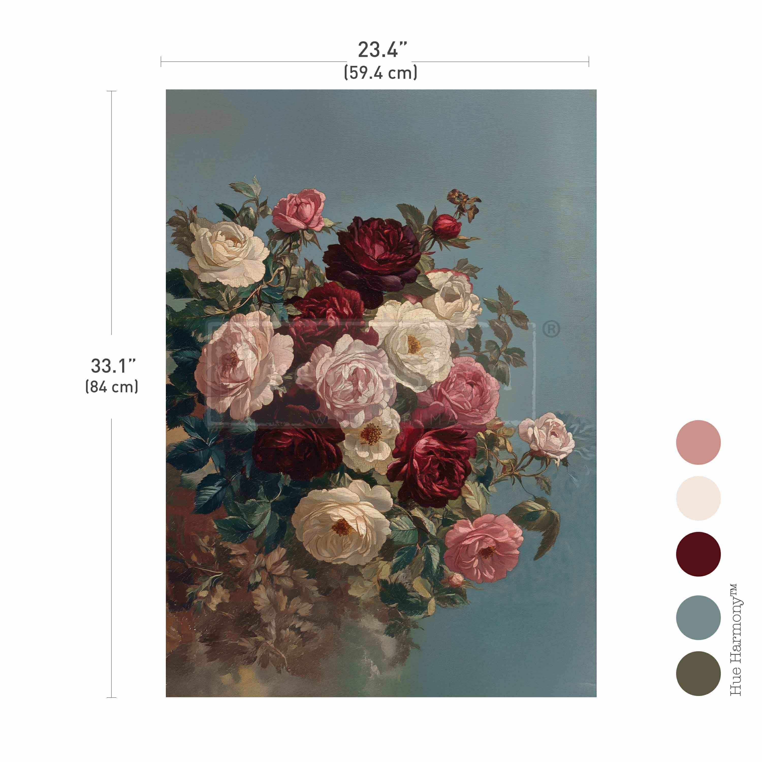 *New* Exclusive Redesign with Prima Decoupage A1 Fiber Paper Limited Edition ethereal rose bush