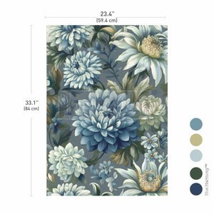 *New* Exclusive Redesign with Prima Decoupage A1 Fiber Paper Limited Edition Mystic Blue Florals