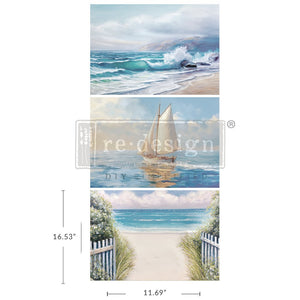 *New* Redesign with Prima SEASCAPE MELODY A3 DECOUPAGE DECOR TISSUE- 3 SHEETS, 11.7”X16.5”