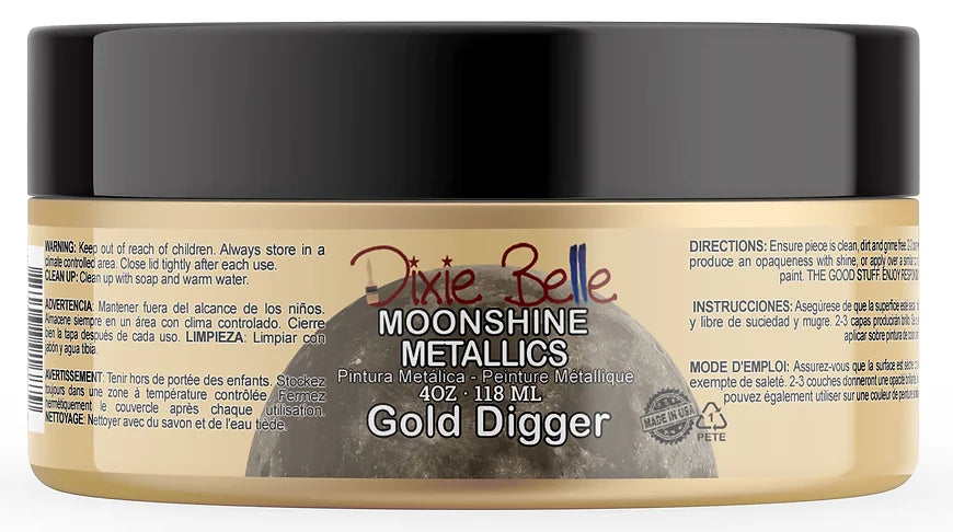Dixie Belle Moonshine metallic in Gold Digger 4oz * New size*