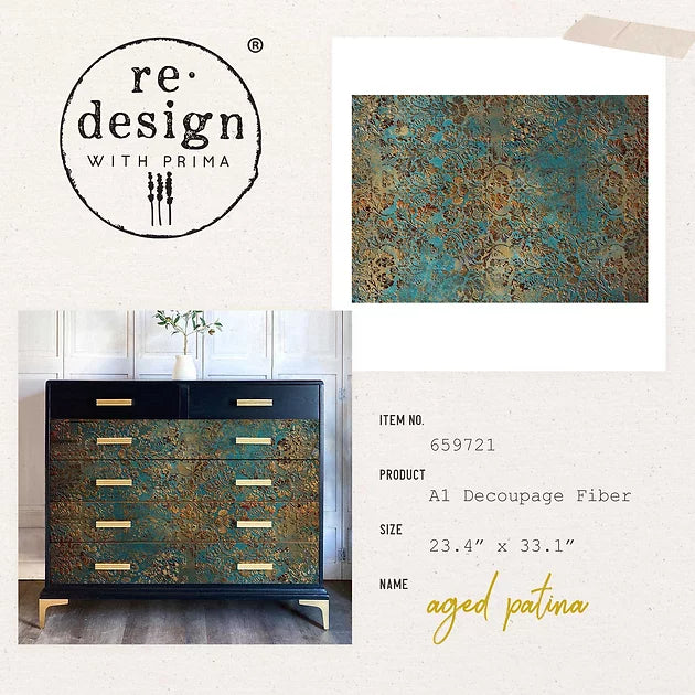 *New Sept 2022 Redesign with Prima Decoupage A1 Fiber Paper Aged Patina