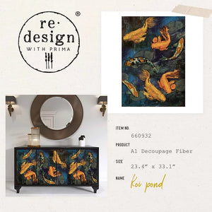 *New Sept 2022 Redesign with Prima Decoupage A1 paper Koi Pond