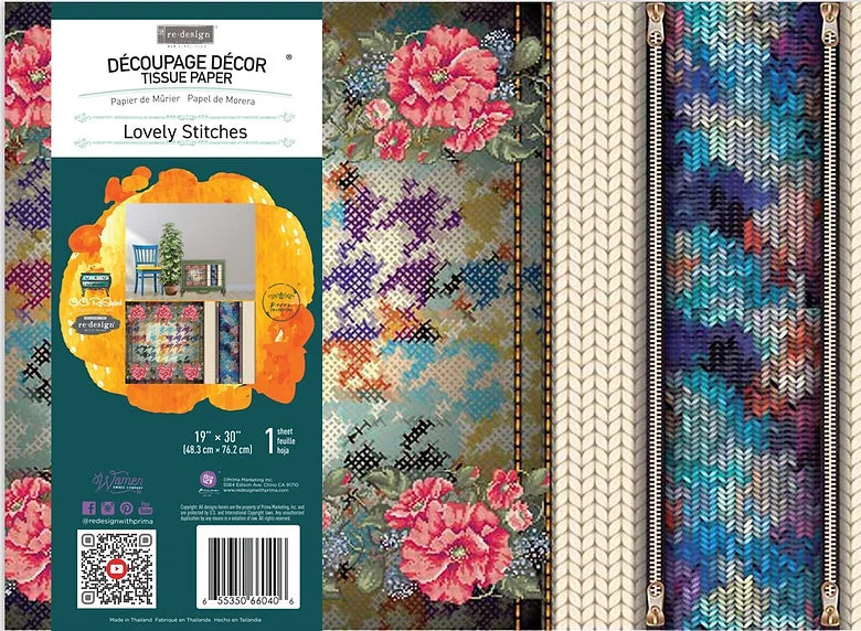 *New Nov 2022 Redesign with Prima Decoupage Tissue Paper Lovely Stitches