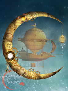 *New* Self Adhesive Decoupage paper Steampunk Cresent Moonflight