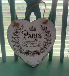 Handcrafted Slate heart Paris 2
