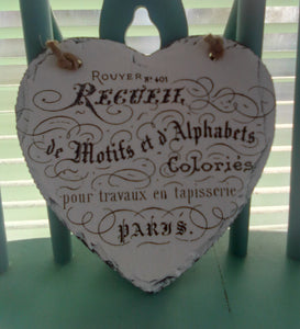 Handcrafted Slate heart Paris 3