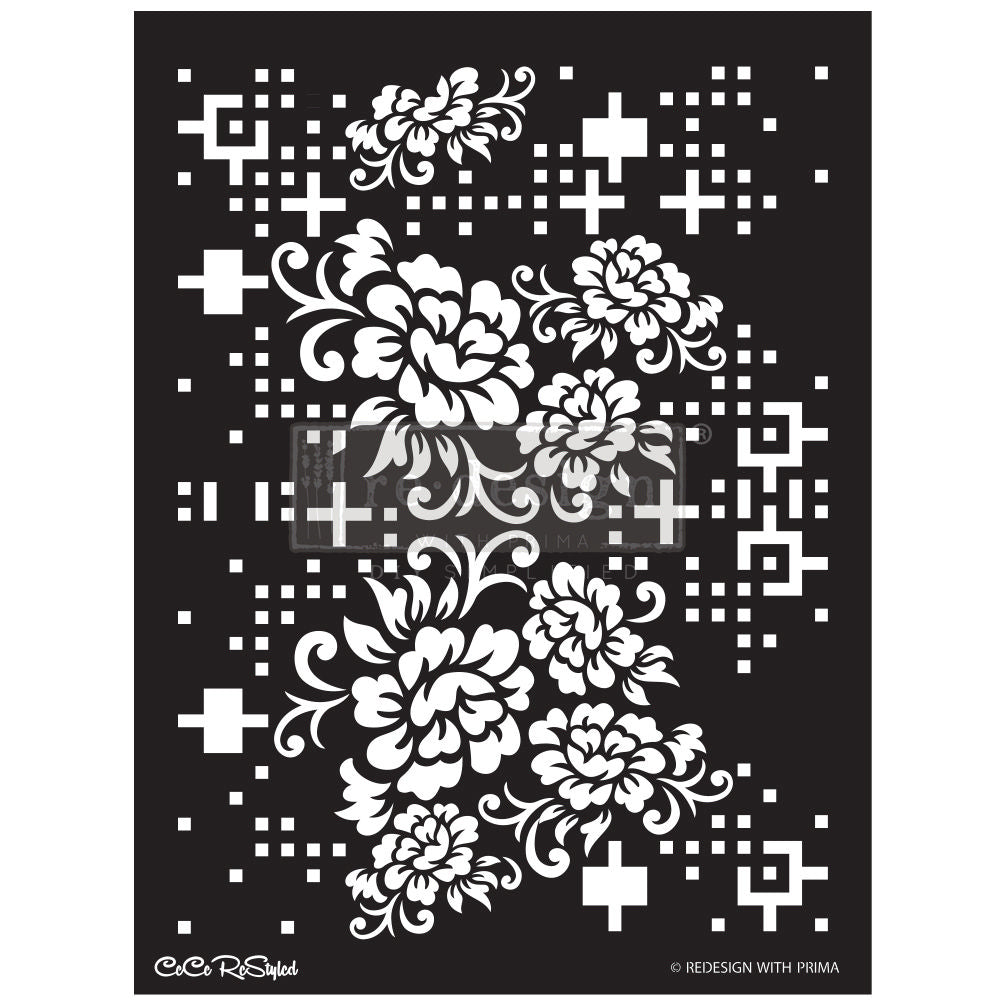 *New Spring Release Redesign with Prima CeCe Restyled collection Floral Matrix Stencil *