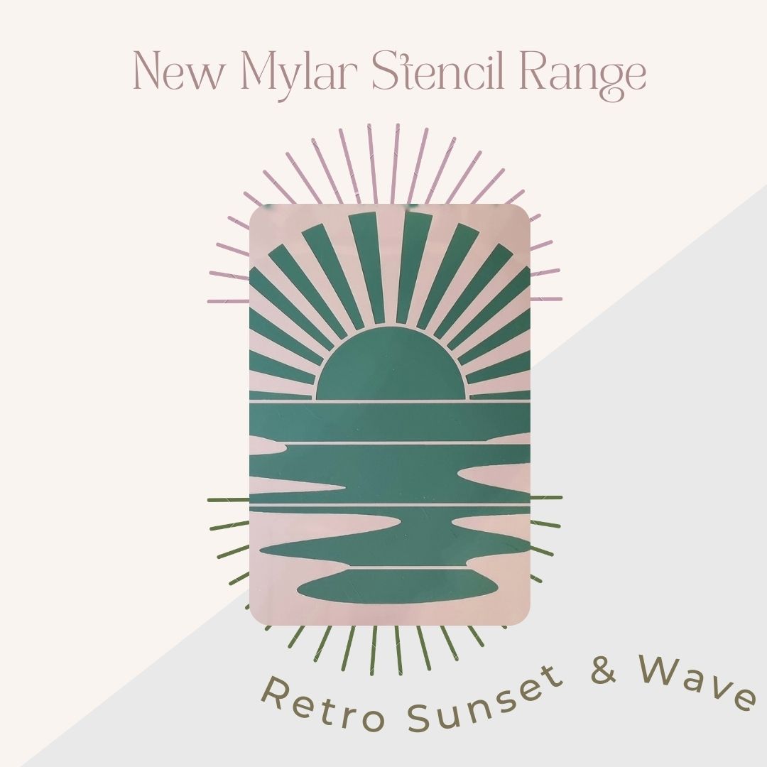 Its so chic Mylar Stencil A3 Retro Sunset & Wave